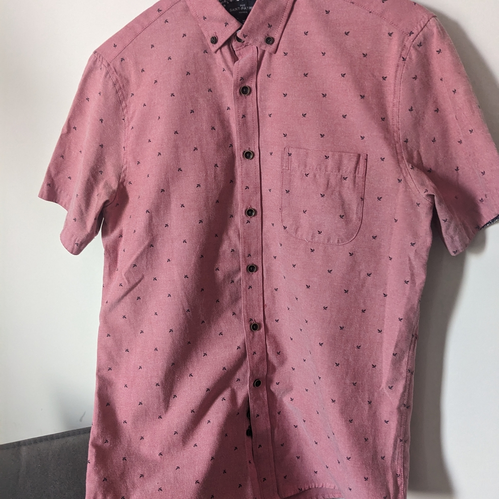 Casual Pink Button-Down Shirt for Men